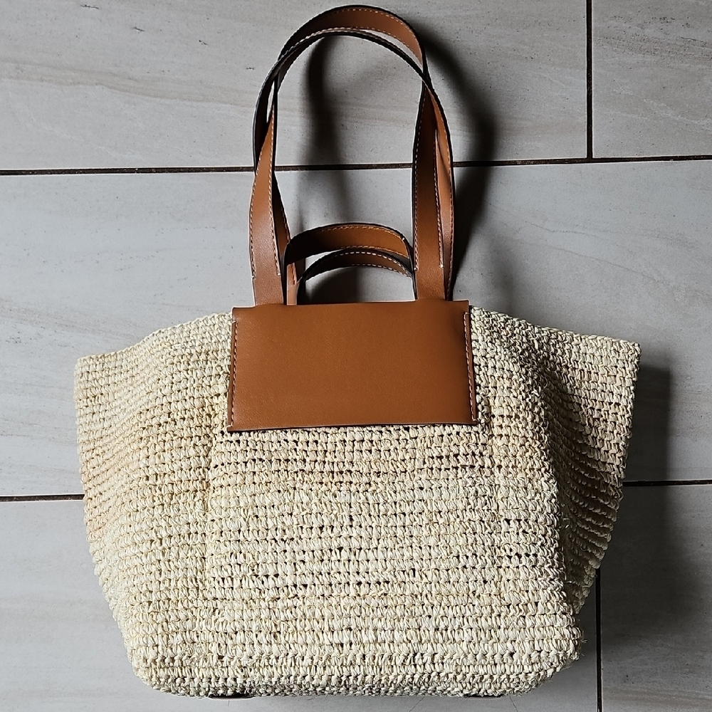 Proenza Schouler Tan and Cream Woven Tote Bag - Picture 3 of 9